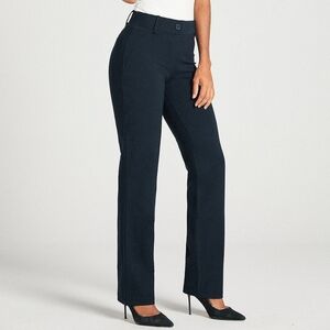 Betabrand Women's Navy Straight-Leg Dress Pants